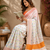 white orange printed chanderi cotton ready to wear saree with unstitched blouse