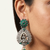 Lakshmi temple earrings with emerald green floral studs