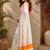 white orange printed chanderi cotton ready to wear saree with unstitched blouse