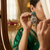 Lakshmi temple earrings with emerald green floral studs