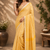 yellow printed chanderi cotton ready to wear saree with unstitched blouse