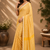 yellow printed chanderi cotton ready to wear saree with unstitched blouse