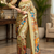 beige printed chanderi cotton ready to wear saree with unstitched blouse