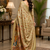 beige printed chanderi cotton ready to wear saree with unstitched blouse