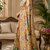 beige printed chanderi cotton ready to wear saree with unstitched blouse