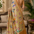 beige printed chanderi cotton ready to wear saree with unstitched blouse