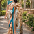 beige printed chanderi cotton ready to wear saree with unstitched blouse