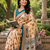 beige printed chanderi cotton ready to wear saree with unstitched blouse