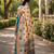 beige printed chanderi cotton ready to wear saree with unstitched blouse