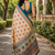 beige printed chanderi cotton ready to wear saree with unstitched blouse