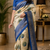 beige blue printed chanderi cotton ready to wear saree with unstitched blouse