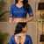 beige blue printed chanderi cotton ready to wear saree with unstitched blouse