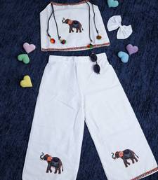 Little gaj cambric cotton girls co-ord set with elephant patch & bow gift