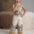 Peacock khadi cotton embroidered girls co-ord set