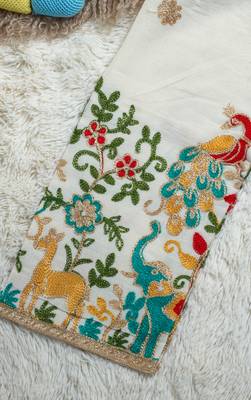 Peacock khadi cotton embroidered girls co-ord set 2