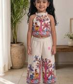 Palm khadi cotton embroidered girls co-ord set