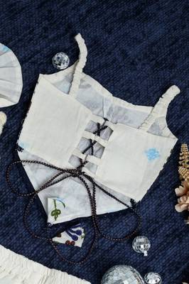 Flora khadi cotton embroidered girls co-ord set with bow gift 2