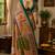 brown printed chanderi cotton ready to wear saree with unstitched blouse