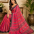 dark pink printed chanderi cotton ready to wear saree with unstitched blouse