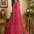 dark pink printed chanderi cotton ready to wear saree with unstitched blouse