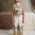 Peacock khadi cotton embroidered girls co-ord set