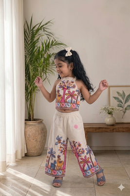 Palm khadi cotton embroidered girls co-ord set 5