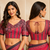 dark pink printed chanderi cotton ready to wear saree with unstitched blouse