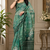green printed chanderi cotton ready to wear saree with unstitched blouse