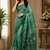 green printed chanderi cotton ready to wear saree with unstitched blouse