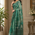 green printed chanderi cotton ready to wear saree with unstitched blouse