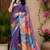 lavender printed chanderi cotton ready to wear saree with unstitched blouse