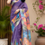 lavender printed chanderi cotton ready to wear saree with unstitched blouse