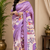 lavender printed chanderi cotton ready to wear saree with unstitched blouse