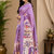 lavender printed chanderi cotton ready to wear saree with unstitched blouse