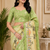 light green printed chanderi cotton ready to wear saree with unstitched blouse