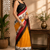mustard printed chanderi cotton ready to wear saree with unstitched blouse
