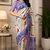 off white printed chanderi cotton ready to wear saree with unstitched blouse