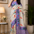 off white printed chanderi cotton ready to wear saree with unstitched blouse