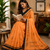 orange printed chanderi cotton ready to wear saree with unstitched blouse