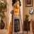 orange black printed chanderi cotton ready to wear saree with unstitched blouse