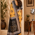 orange black printed chanderi cotton ready to wear saree with unstitched blouse