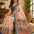 peach printed chanderi cotton ready to wear saree with unstitched blouse