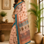 peach printed chanderi cotton ready to wear saree with unstitched blouse