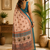 peach printed chanderi cotton ready to wear saree with unstitched blouse