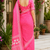 pink printed chanderi cotton ready to wear saree with unstitched blouse