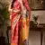 red printed chanderi cotton ready to wear saree with unstitched blouse
