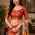 red printed chanderi cotton ready to wear saree with unstitched blouse