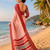 red off white printed chanderi cotton ready to wear saree with unstitched blouse
