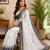 white printed chanderi cotton ready to wear saree with unstitched blouse
