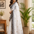 white printed chanderi cotton ready to wear saree with unstitched blouse
